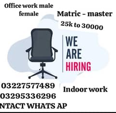 Part time full time office indoor work male female