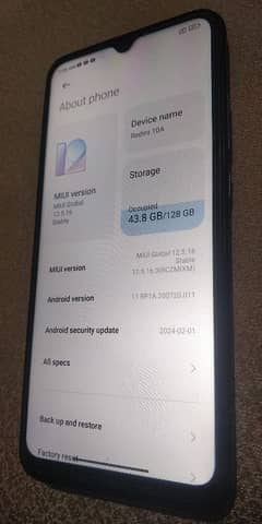 Redmi 10A 6/128 6000 mah bettery No open No Repair