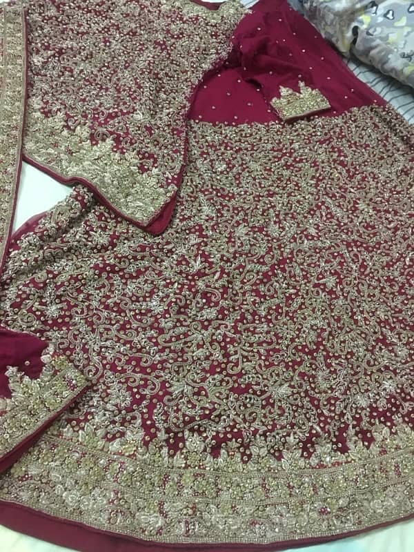 Bridal lehnga dark red Color 1