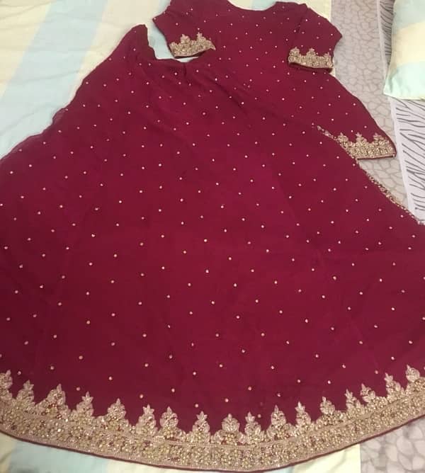 Bridal lehnga dark red Color 3