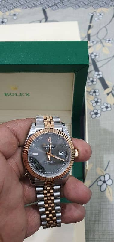 Rolax 41 Wimbledn Rose Gold Grey Dial 2