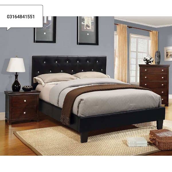 Bed |Double bed/ Poshish bed/King bed| Bed Set 1