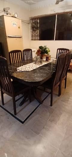 wooden Dinning table with six chair