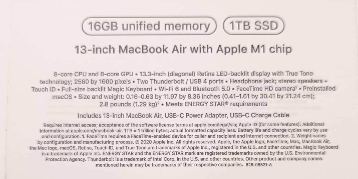 Mac Book Air M1 16GB 1TB 1