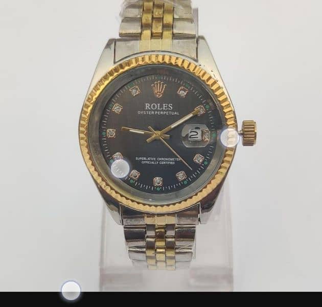 Men's premium Rolex shiny golden analog watch with date 1