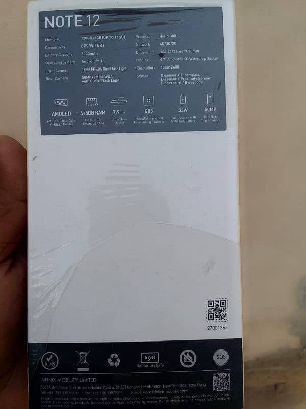 Infinix note 12 ram 6+5 gb rom 128gb urgent sale need cash 2