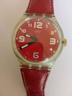 Beautiful Swatch Quartz Red Dial Watch Swiss Made