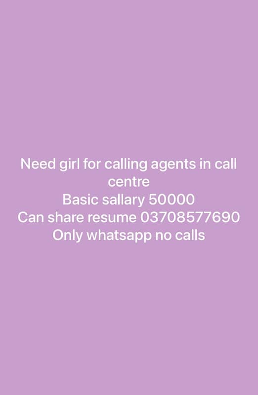 call centre hiring csr+developer for females only 0