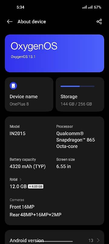 oneplus 8 12/256 5