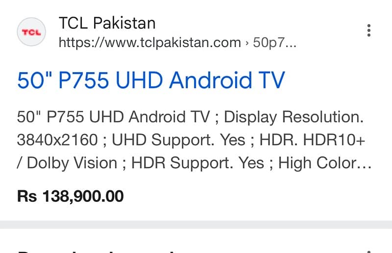 TCL50, P755 4K UHD Google TV 2