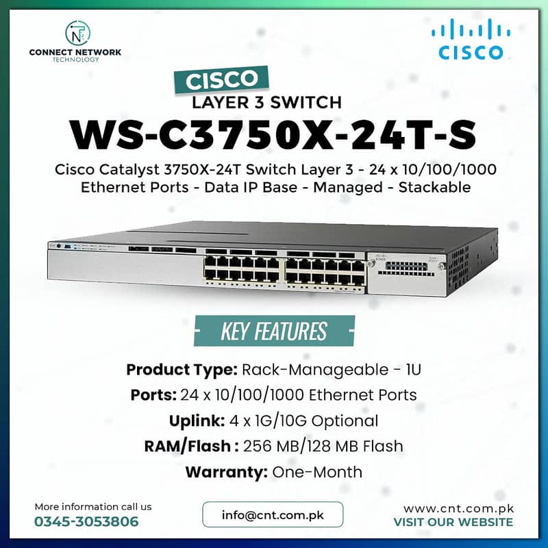 CISCO WS-C3750X-24T-S SWITCH 0