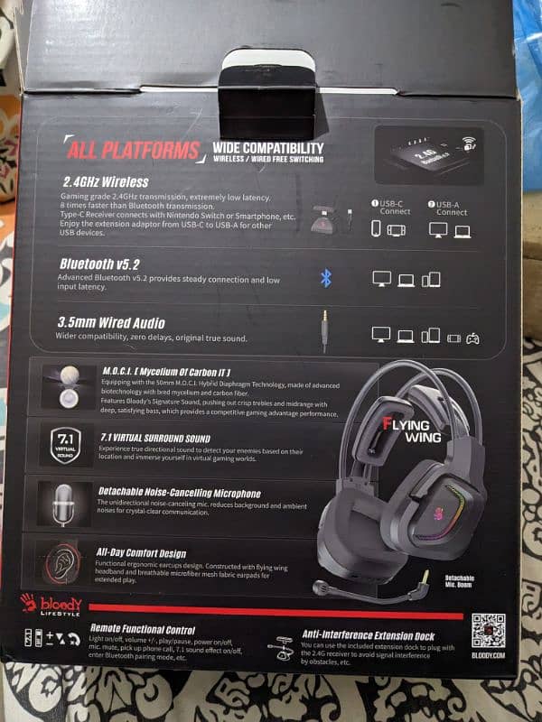 Bloody MR575 Gaming Headset with RGB Wireless 2.4GHz 1