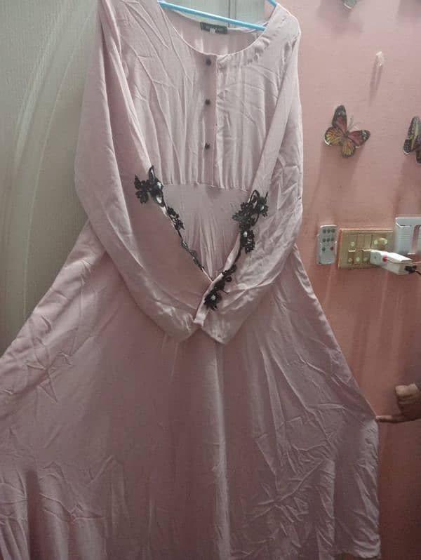 Beautiful Pink Georgette Abaya 1