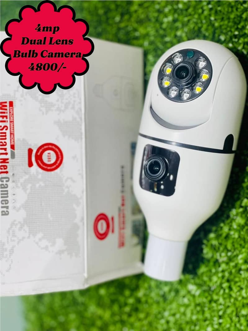 Wifi Camera | V380 Bulb Camera Double lense 4mp | cctv Cameras 0