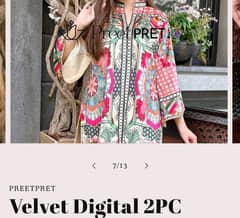 velvet 2 pcs stitched dress