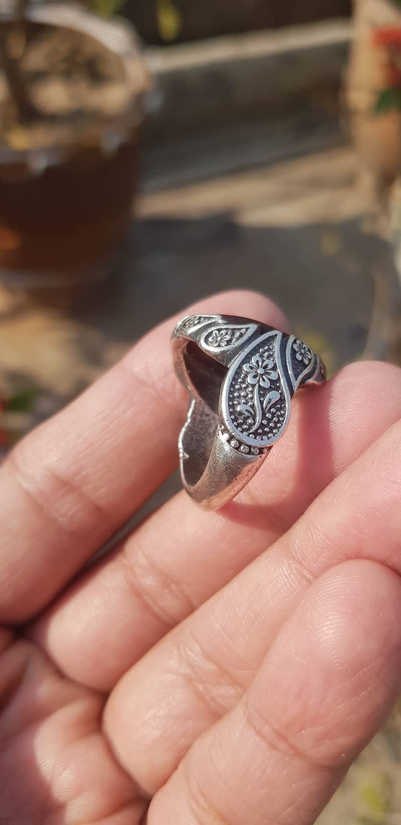 Yemani Aqeeq with ALLAH written Naturally in Saudi Silver 925 5