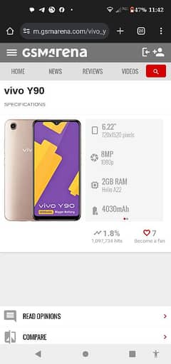 Vivo y90 (1908)memory 2/32  PTA approved  sale & (Exchange)