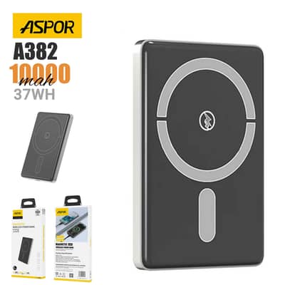 Aspor A382 Wireless Magnetic Portable Mini 10000mah, 37wh Wireless Po