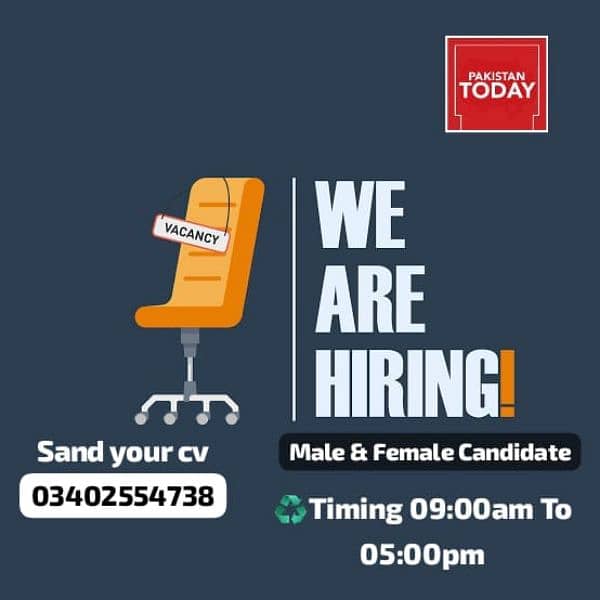 We are hiring male and female candidate 0