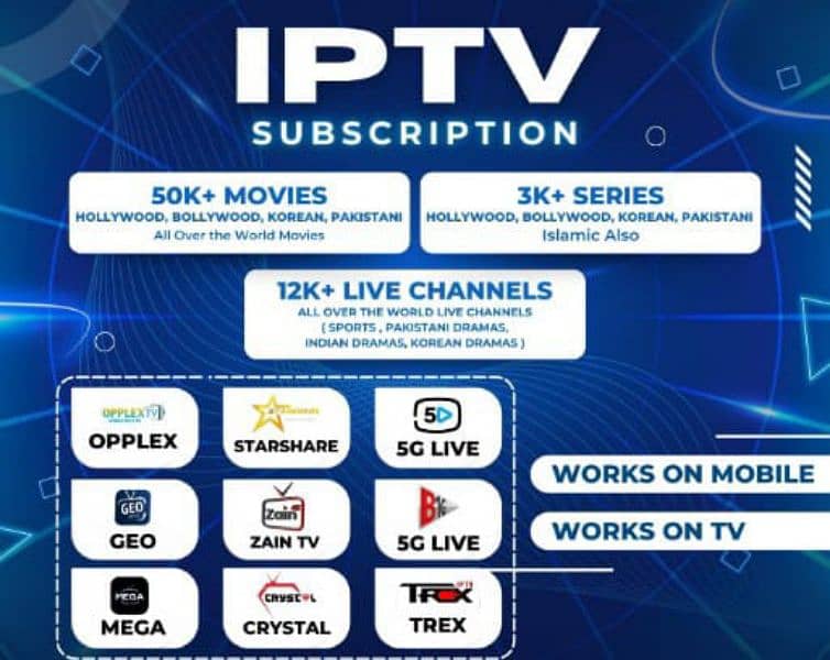 IPTV | Opplex Tv | Geo TV | B1G |  Sharestar | 4k. 03025083061 0