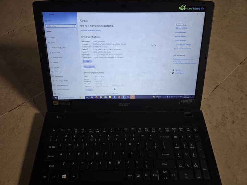 Acer Aspire i3-8th Gen 8GB Ram SSD+HDD 0