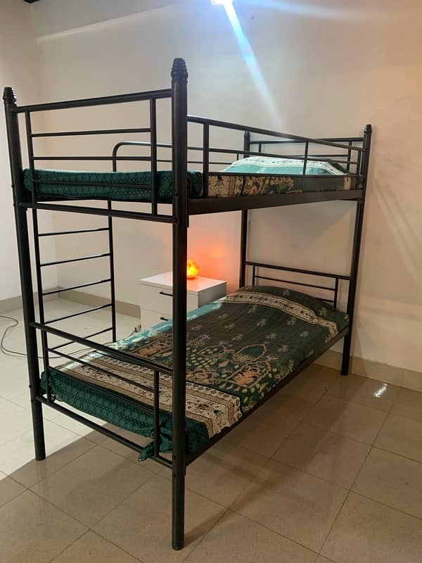 single bed and bunk bed with mattress 12