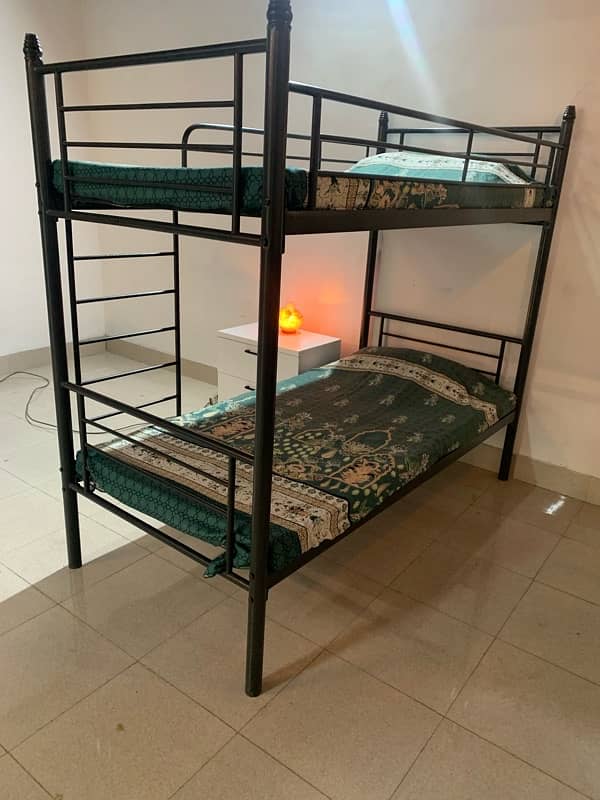 single bed and bunk bed with mattress 14