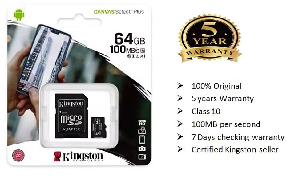 Kingston Original 64Gb memory Card Brand-Warranty 0