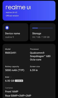 REALME 9 FOR SALE  40 HAZAR