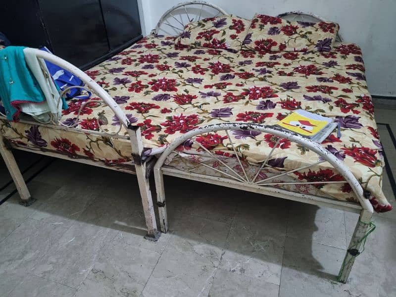 double bed iron with mattress 0