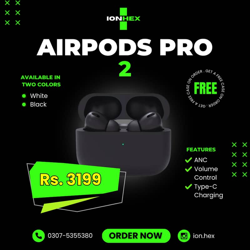 Aipods Pro 2 ANC USB-C with free airpod case cover 0