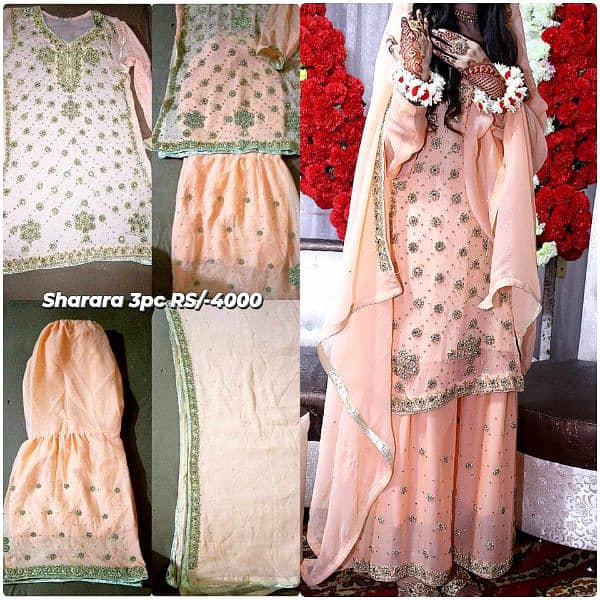 3pc Peach Sharara 0