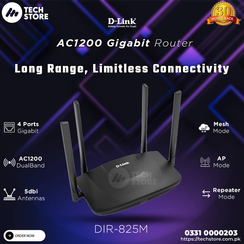 Dlink DIR-825M Wireless AC 1200 Dual Band Gigabit Router Branded used 0