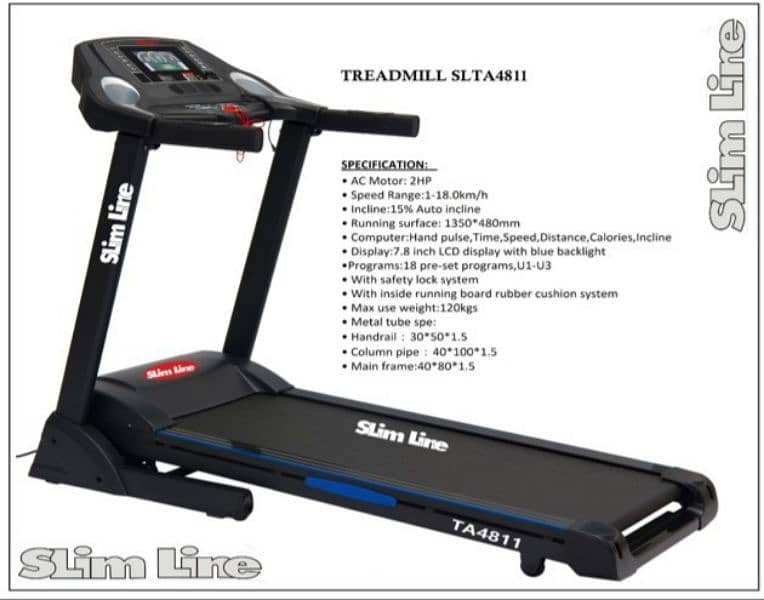 slimline ac motor running jogging treadmill gym and fitness 1