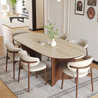 dining table 6seater 8 seater dining chair glass on top wooden 4