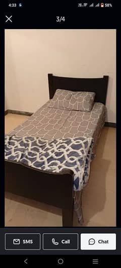 single bed with mattress