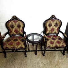 Chairs and coffee table set, sitting chair, wooden chairs