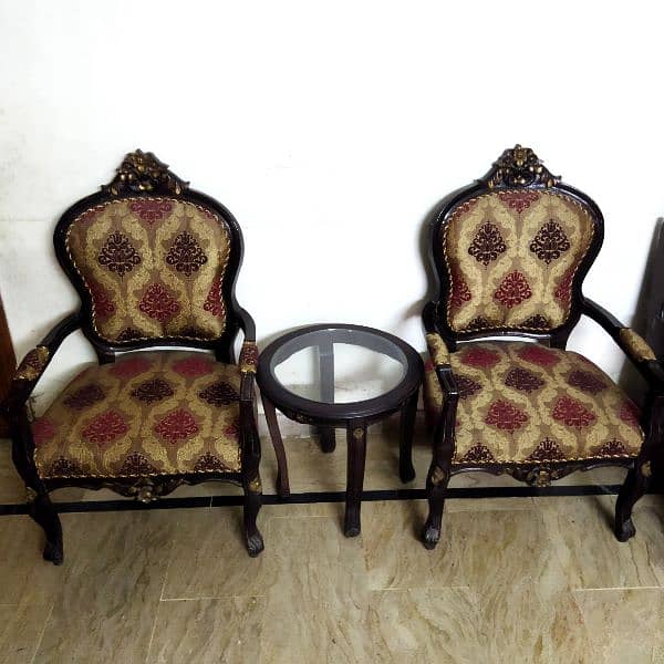 Chairs and coffee table set, sitting chair, wooden chairs 0