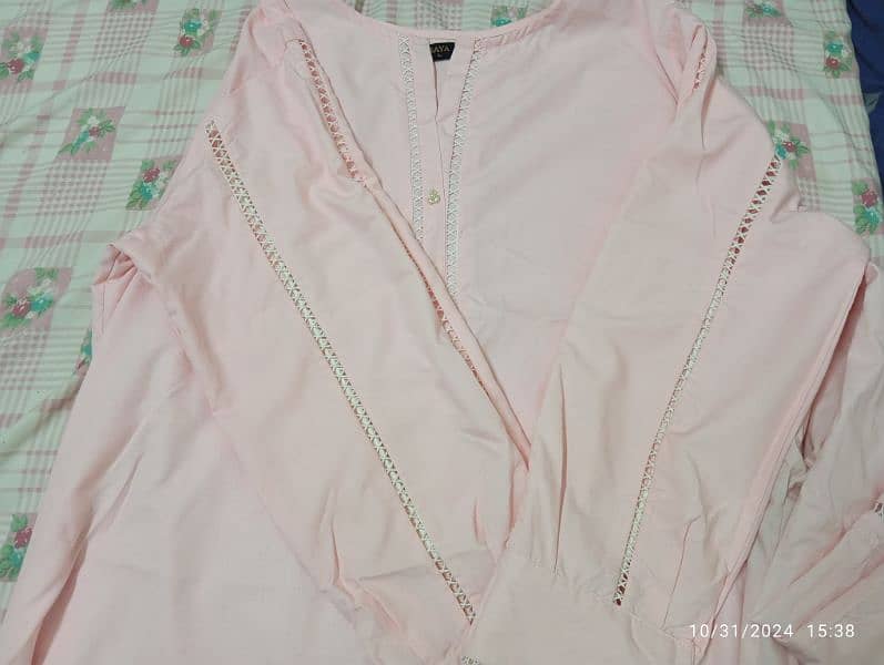 saya new pink color co-ord set large size 1