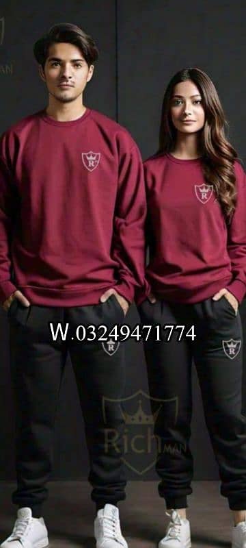 track suit Gender: Men's, Women's •  Fabric: Fleece •  Pattern: Plain 0