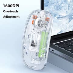 NEW TRANSPARENT WIRELESS+BLUETOOTH DUAL-MODE RECHARGEABLE MOUSE