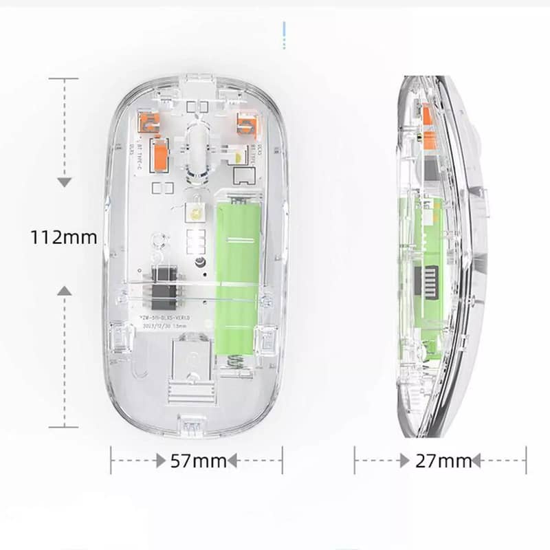 NEW TRANSPARENT WIRELESS+BLUETOOTH DUAL-MODE RECHARGEABLE MOUSE 2