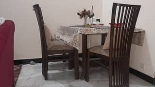 Elegant Solid Wood Dining Table with 4 Heavy Chairs and 4 Cushions