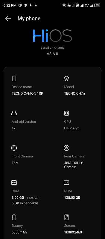 Tecno camon 18p, lush condition. 0