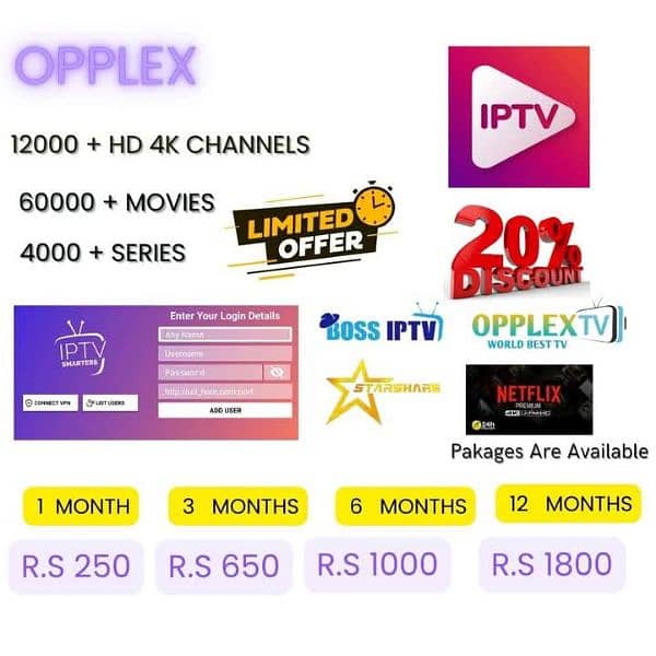 IPTV | Opplex Tv | Geo TV | B1G |  Sharestar | 4k. 03025083061 0