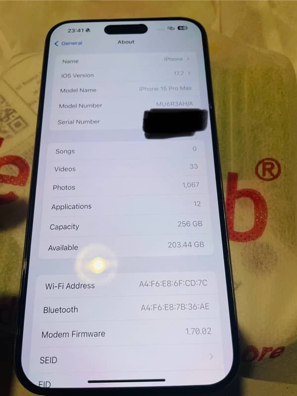 iphone 15 pro max natural titanium 256 GB ( non pta fu) 0