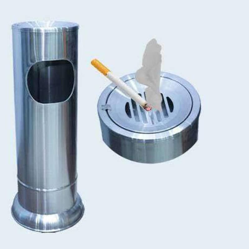 Ashtray Bin Stainless stell and Golden Steel 0