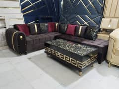 L shape corner sofa - 6 seater sofa set - velvet sofa / 3,2,1 sofa set