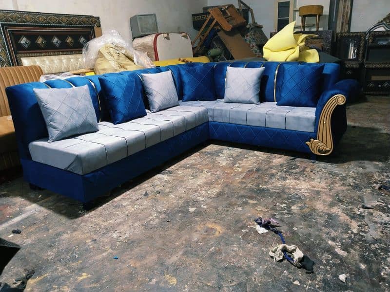 L shape corner sofa six seater in velvet fabric stuff 18