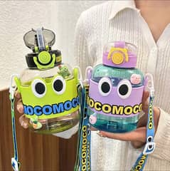 Cute cartoon kids straw water bottle